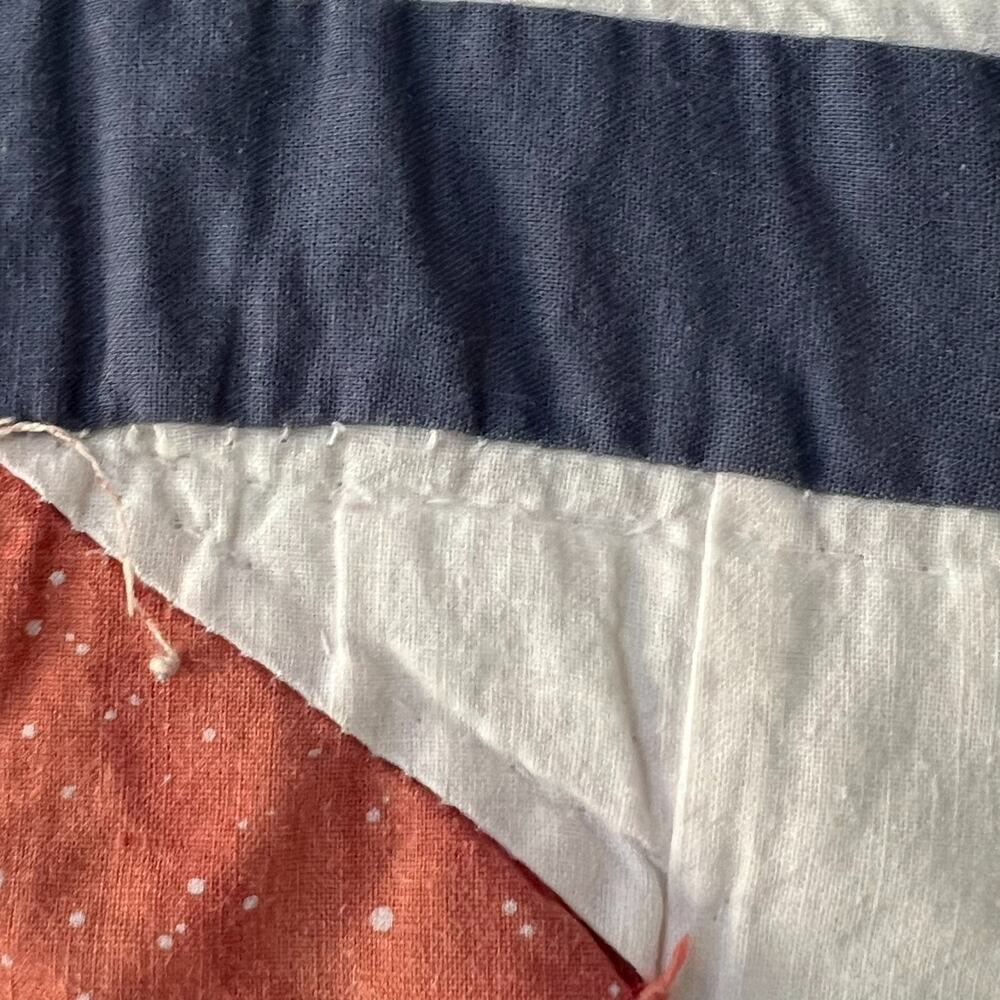 Vintage Americana Handmade Quilt 95 x 98 in Patriotic Cabin Star Patchwork - Picture 11 of 16